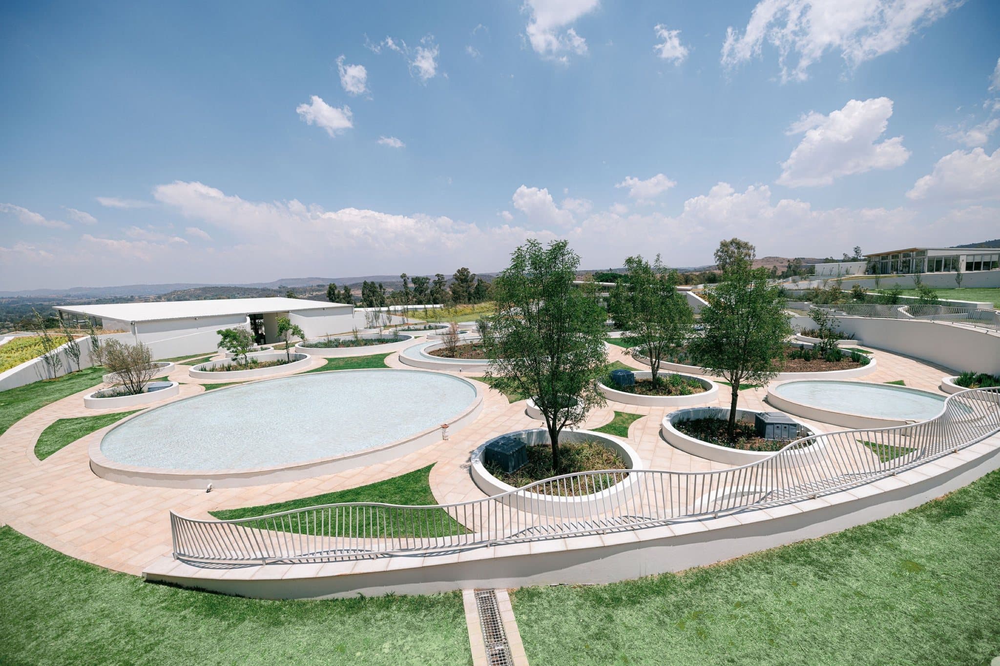 The grasslands and water features of STAY from above